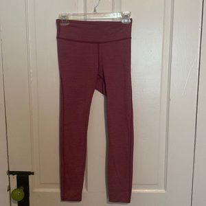 Outdoor Voices pink with blue ticking leggings full length matching top listed 2